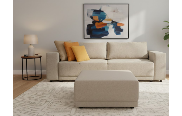 pufa stolik ława tapicerowana DARIA II szara tkanina szenil gruba